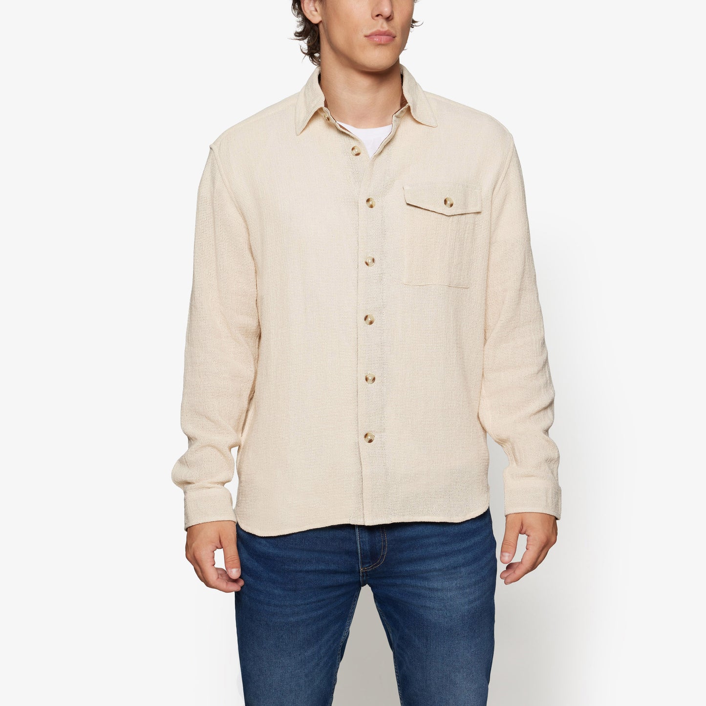 HansiSi Rough Overshirt - Ivory Cream
