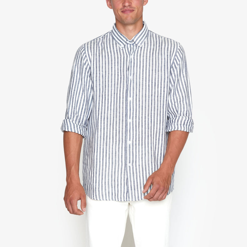 GregSI Linen Stripe - Blue Captain