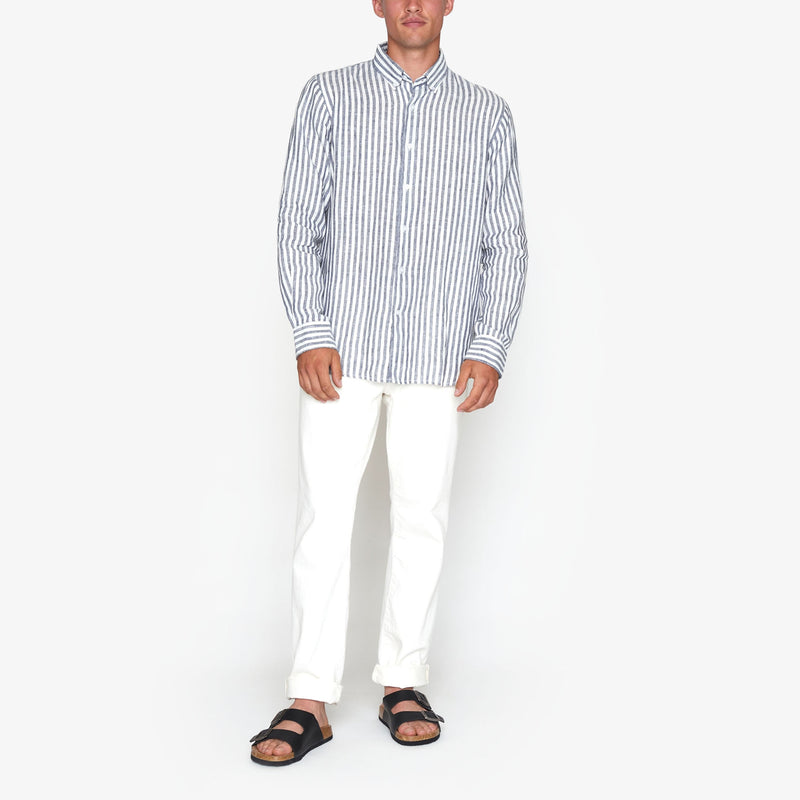 GregSI Linen Stripe - Blue Captain