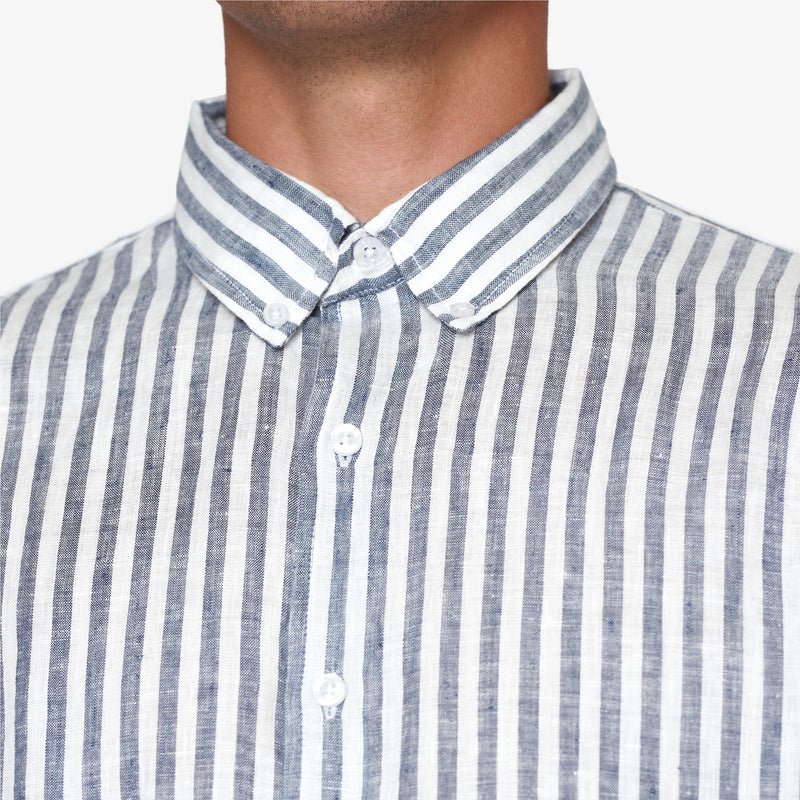 GregSI Linen Stripe - Blue Captain