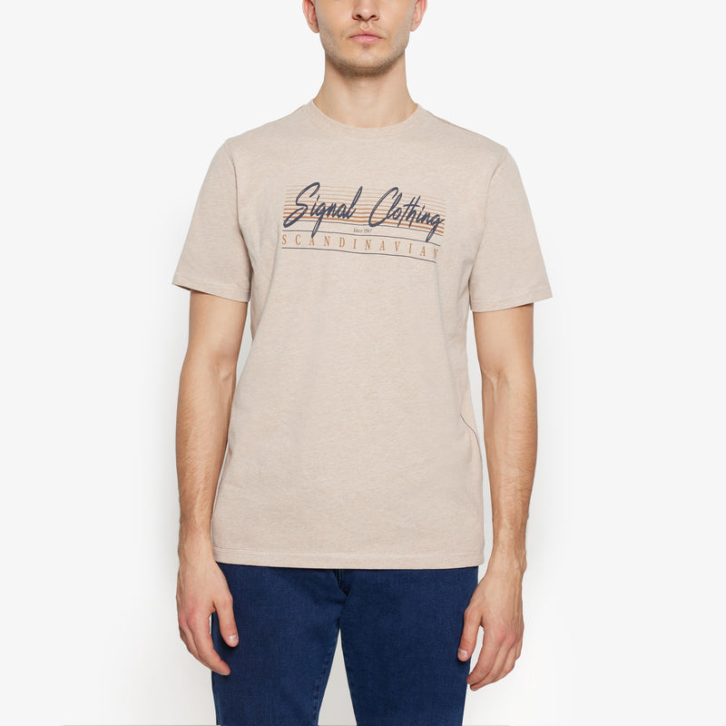 LiamSI Front Print Tee+ - Savanna Sand Melange