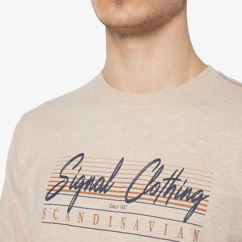 LiamSI Front Print Tee+ - Savanna Sand Melange