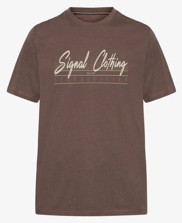 LiamSI Front Print Tee+ - Chocolat Brown Melange