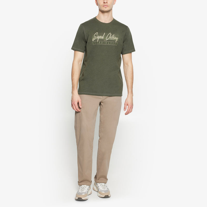 LiamSI Front Print Tee+ - Full Green Melange