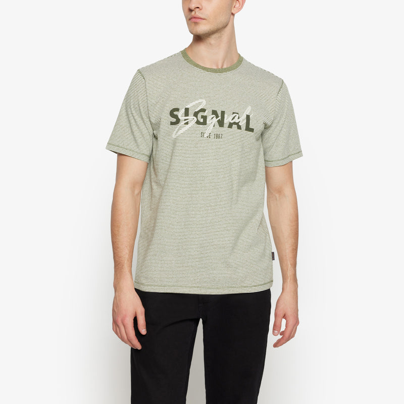 LukeSI Print Stripe Tee - Olive garden