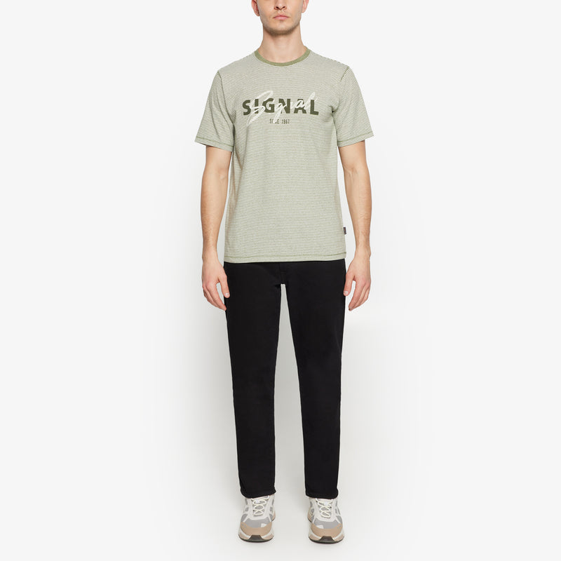 LukeSI Print Stripe Tee - Olive garden