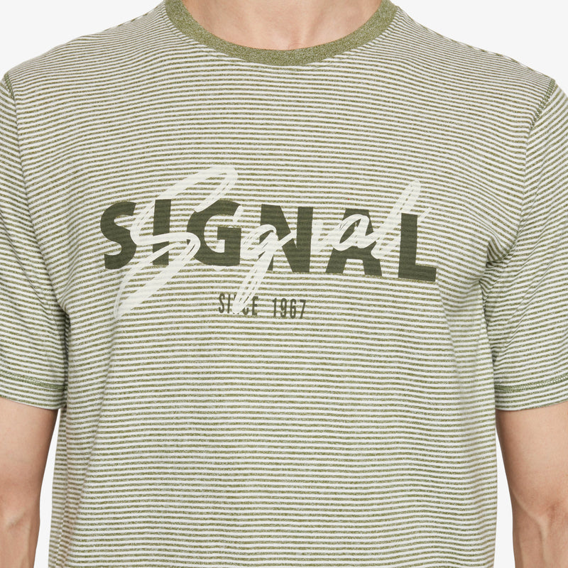 LukeSI Print Stripe Tee - Olive garden