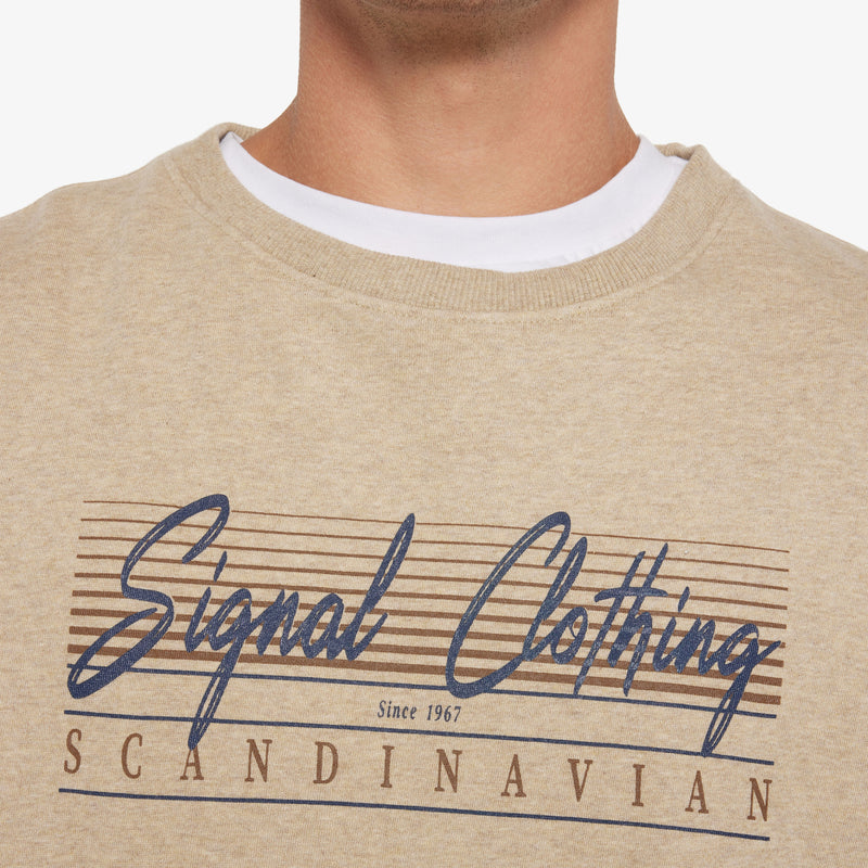 KavinSI Crew w. Print+ - Savanna Sand Melange