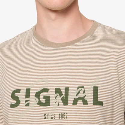 LukeSi Print Stripe Tee - Dry Teak