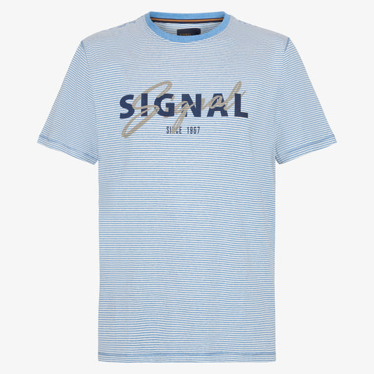 LukeSi Print Stripe Tee - Blue Slip Stream