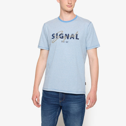 LukeSi Print Stripe Tee - Blue Slip Stream