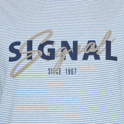 LukeSi Print Stripe Tee - Blue Slip Stream