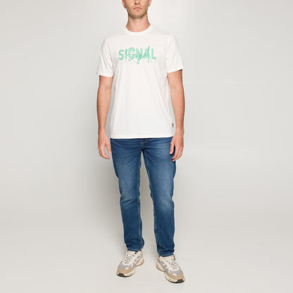 OwenSi Print Tee + - Egret Dust