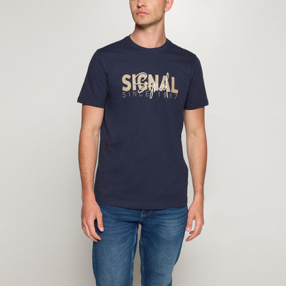 OwenSi Print Tee + - Deep Marine